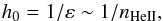\begin{equation} h_0 = 1/\varepsilon \sim 1/n_{\mathrm{HeII}} , \end{equation}