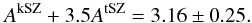 \begin{equation} \label{eq:sz} A^\textrm{kSZ}+3.5A^\textrm{tSZ}=3.16\pm0.25 . \end{equation}