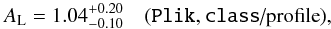 \begin{equation} \Alens=1.04_{-0.10}^{+0.20}\quad \onesig{\plik,~\CLASS/profile}, \end{equation}