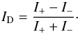 \begin{equation} \label{dopgram_eqn} I_{\rm D}=\frac{I_+-I_-}{I_++I_-}\cdot \end{equation}