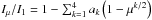 \hbox{$I_\mu/I_1=1-\sum_{k=1}^4a_k\left(1-\mu^{k/2}\right)$}