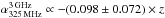 \hbox{$\alpha_{\rm 325\, MHz}^{\rm 3\, GHz} \propto -(0.098 \pm 0.072)\times z$}