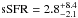 \hbox{${\rm sSFR}=2.8^{+8.4}_{-2.1}$}