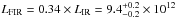 \hbox{$L_{\rm FIR}= 0.34\times L_{\rm IR}=9.4^{+0.2}_{-0.2}\times10^{12}$}