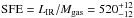\hbox{${\rm SFE}=L_{\rm IR}/M_{\rm gas}=520^{+12}_{-12}$}