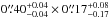 \hbox{$0\farcs40^{+0.04}_{-0.04} \times 0\farcs17^{+0.08}_{-0.17}$}