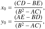 Mathematical equation: \appendix \setcounter{section}{1} \begin{equation} \label{angles} \varphi=\left\{ \begin{array}{l r} 0, & B=0, A<C \\[1mm] \dfrac{1}{2}\pi, & B=0, A>C \\[1mm] \dfrac{1}{2}{\rm cot}^{-1}\left(\dfrac{A-C}{2B}\right), & B\neq0, A<C \\[1mm] \dfrac{\pi}{2}+\frac{1}{2}{\rm cot}^{-1}\left(\dfrac{A-C}{2B}\right), & B\neq0, A>C. \end{array} \right. \end{equation}
