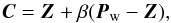 \begin{equation} \label{contraction} \vec{C} = \vec{Z} + \beta (\vec{P}_{\rm w}-\vec{Z}), \end{equation}