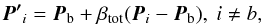 \begin{equation} \label{totcont} \vec{P'}_i = \vec{P}_{\rm b} + \beta_{\rm tot}(\vec{P}_{\it i} - \vec{P}_{\rm b}),\ i\neq b, \end{equation}