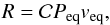 \begin{equation} \label{eq:Radius} R = \mathcal{C} P_{\rm eq} v_{\rm eq} , \end{equation}