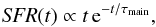 \begin{equation} \textit{SFR}(t) \propto t\,{\rm e}^{-t/\tau_{\rm main}}, \end{equation}