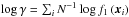 \hbox{$\log\gamma = \sum_{i} N^{-1}\log f_{1}\left(\vec{x}_{i}\right)$}