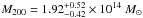 \hbox{$M_{200}=1.92^{+0.52}_{-0.42}\times 10^{14}~M_{\odot}$}