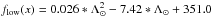 \hbox{$f_{\rm low}(x)=0.026*\Lambda_\odot^{2}-7.42*\Lambda_\odot+351.0$}