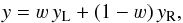 \appendix \setcounter{section}{1} \begin{equation} y = \varw\,y_\mathrm{L} + (1 - \varw)\,y_\mathrm{R}, \end{equation}
