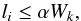 Mathematical equation: \begin{equation} \label{limite} l_i \leq \alpha W_k, \end{equation}
