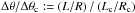 Mathematical equation: \hbox{$\Delta \theta/\Delta \theta_{\rm c} := \left(L/R\right)/\left(L_{\rm c}/R_{\rm c}\right)$}