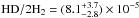 \hbox{${\rm HD/2H_2} = (8.1^{+3.7}_{-2.8})\times 10^{-5}$}
