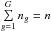 \hbox{$\sum\limits_{g=1}^G n_g = n$}