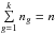 \hbox{$\sum\limits_{g=1}^k n_g = n$}