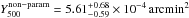 \hbox{${Y_{500}^{\rm non-param}} = 5.61^{+0.68}_{-0.59} \times 10^{-4} \, \rm{arcmin^2}$}