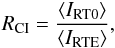 \begin{eqnarray} R_\mathrm{CI} = \frac{\mean{I_\mathrm{RT0}}}{\mean{I_\mathrm{RTE}}} , \end{eqnarray}