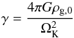 \begin{equation} \gamma=\frac{4\pi G\rho_{\rm{g,0}}}{\Omega_{\rm{K}}^2} \label{gamma} \end{equation}