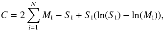 \begin{equation} C = 2 \sum_{i=1}^{N} M_{\rm i} - S_{\rm i} + S_{\rm i} (\ln(S_{\rm i})- \ln(M_{\rm i})) , \end{equation}