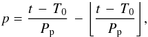 \begin{equation} p = \frac{t \, - \, T_0}{P_{\rm p}} \, - \, \left\lfloor \frac{t \, - \, T_0}{P_{\rm p}} \right\rfloor , \label{Eq:phase} \end{equation}