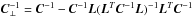 \hbox{$\vec{C}_\perp^{-1} = \vec{C}^{-1}-\vec{C}^{-1}\vec{L} (\vec{L}^T \vec{C}^{-1} \vec{L})^{-1} \vec{L}^T \vec{C}^{-1}$}