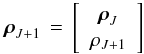 Mathematical equation: \begin{equation} \rhovecJp \,=\, \left[ \begin{array}{c} \rhovecJ \\ \rhoJp \end{array} \right] \end{equation}