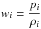 Mathematical equation: \hbox{$\displaystyle{w_i=\frac{p_i}{\rho_i}}$}