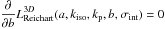 Mathematical equation: \hbox{$\displaystyle {\frac{\partial }{\partial b}L^{3D}_{\rm Reichart}(a, k_{\rm iso}, k_{\rm p}, b, \sigma_{\rm int})=0}$}