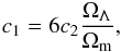 Mathematical equation: \begin{eqnarray} c_1 = 6c_2\frac{\Omega_{\Lambda}}{\Omega_{\rm m}}, \end{eqnarray}