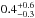 Mathematical equation: \hbox{$0.4^{+0.6}_{-0.3}$}