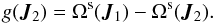 Mathematical equation: \begin{equation} g (\bm{J}_{2}) = \Omega^{\rm s} (\bm{J}_{1}) - \Omega^{\rm s} (\bm{J}_{2}) . \label{definition_g_disc} \end{equation}