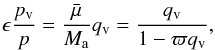 Mathematical equation: \appendix \setcounter{section}{1} \begin{eqnarray} \epsilon\frac{\pvap}{\press}=\frac{\mum}{\Mair}\qvap=\frac{\qvap}{1-\mratio \qvap}, \end{eqnarray}