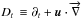 Mathematical equation: \hbox{$\bigd{t}\equiv \ppd{t}+\vv\cdot \overrightarrow{\nabla}$}