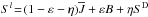 Mathematical equation: \hbox{$S^l \tis (1-\varepsilon-\eta)\overline{J} + \varepsilon B + \eta S^\rmD$}