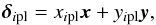 Mathematical equation: \appendix \setcounter{section}{1} \begin{equation} \label{E:4} \dipl = \xipl {\vec x} + \yipl {\vec y}, \end{equation}