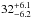 Mathematical equation: \hbox{$32^{+6.1}_{-6.2}$}