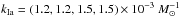 Mathematical equation: \hbox{$k_ {\rm Ia}= (1.2, 1.2, 1.5, 1.5) \times 10^{-3}~M_\odot^{-1}$}