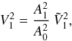 Mathematical equation: \begin{equation} \label{eqt-def-visi-ampl} \Vdip = {A_1^2\over A_0^2}\ \Vgeo , \end{equation}