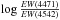 Mathematical equation: \hbox{$\log \frac{EW(4471)}{EW(4542)}$}