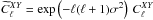 Mathematical equation: \hbox{$\pC_{\ell}^{XY} = \exp \left(-\ell(\ell+1) \sigma^2\right)\, C_{\ell}^{XY}$}