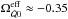 Mathematical equation: \hbox{$\OmQzeroeff \approx -0.35$}