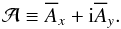 Mathematical equation: \begin{equation} {\cal A}\equiv\meanA_x+\ii\meanA_y. \end{equation}