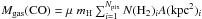 \hbox{$M_{\rm gas}({\rm CO}) = \mu\; {m_ {\rm H}}\sum_{i=1}^{N_{\rm pix}} N({\rm H}_2)_i A({\rm kpc}^2)_i$}