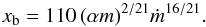 \begin{equation} x_{\rm b}=110\,(\alpha m)^{2/21} {\dot m}^{16/21}. \label{prg1} \end{equation}