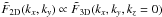 \hbox{$\tilde{F}_\emr{2D}(k_x,k_y) \propto \tilde{F}_\emr{3D}(k_x,k_y,k_z = 0)$}